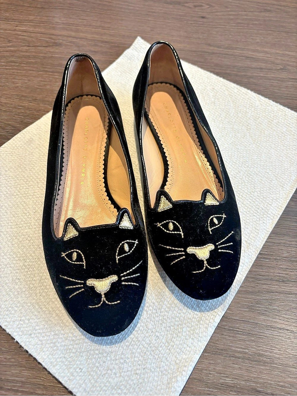 Charlotte Olympia Kitty Flats Black EU 38